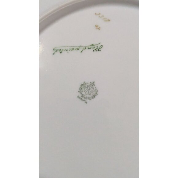 Hand Painted Vintage Bavarian Porcelain Platter With Pink Floral Design & Gold H - Picture 6 of 8